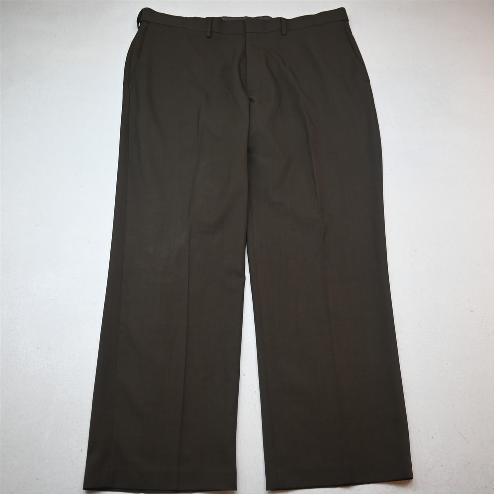 Haggar 40x30 Brown Expander Waist Premium Comfort Dress Mens Pants